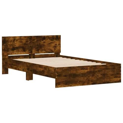 Okvir za krevet s uzglavljem i LED boja hrasta 120x200 cm - Dimljeni hrast 120 x 200 cm Cijena