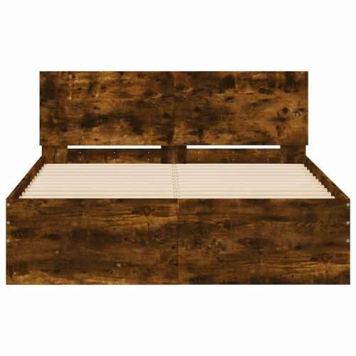 Okvir za krevet s uzglavljem i LED boja hrasta 120x200 cm - Dimljeni hrast 120 x 200 cm Cijena