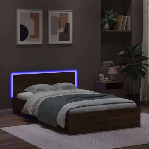 Okvir kreveta s uzglavljem LED smeđa boja hrasta 140x190 cm - Smeđi hrast 140 x 190 cm Cijena