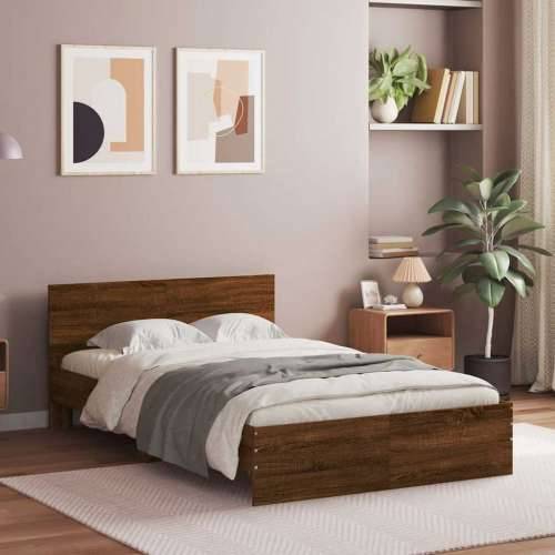 Okvir kreveta s uzglavljem LED smeđa boja hrasta 140x190 cm - Smeđi hrast 140 x 190 cm Cijena
