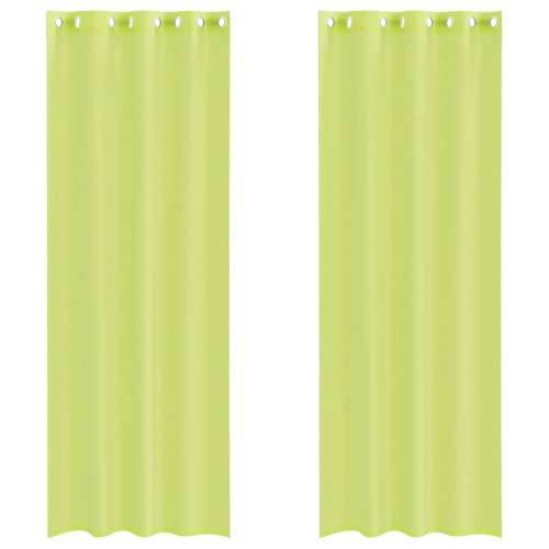 Voile zavjese s ušicama 2 kom zelene boje jabuke 140x260 cm - Jabukova zelena 140 x 260 cm 1 s ušicama Cijena