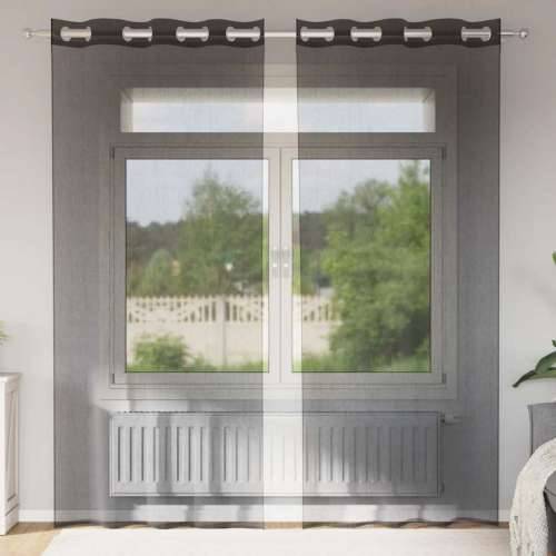 Voile zavjese s ušicama 2 kom crne 140x245 cm - Crna 140 x 245 cm 1 s ušicama Cijena