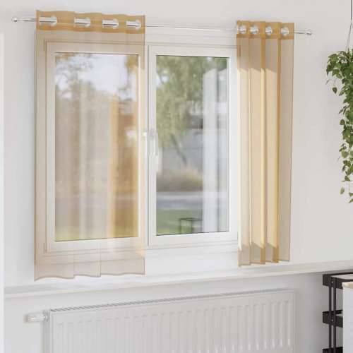 Voile zavjese s ušicama 2 kom boja pijeska - Pijesak 140 x 140 cm 1 s ušicama Cijena
