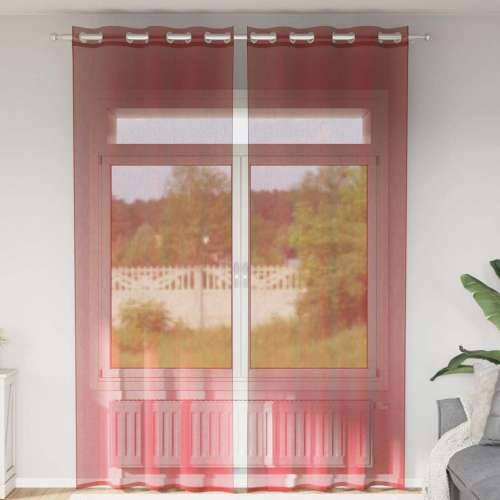 Voile zavjese s ušicama 2 kom crvena boja vina - boja crnog vina 140 x 260 cm 1 s ušicama Cijena