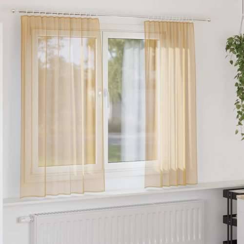 Voile zavjese s džepovima za šipke 2 kom boja pijeska - Pijesak 140 x 140 cm 1 s džepovima za šipke Cijena