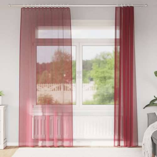 Voile zavjese s džepovima za šipke 2 kom crvena boja vina - boja crnog vina 140 x 245 cm 1 s džepovima za šipke Cijena