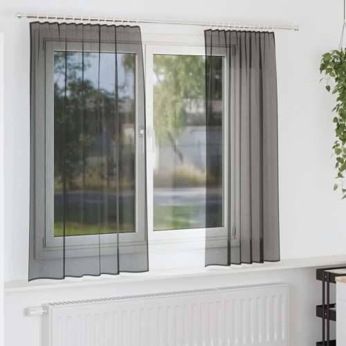 Voile zavjese s gornjim jezičkom 2 kom crne - Crna 140 x 140 cm 1 s jezičkom na vrhu Cijena