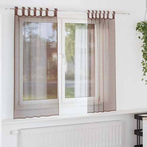 Voile zavjese s gornjim jezičkom 2 kom smeđe - Smeđa 140 x 140 cm 1 s jezičkom na vrhu Cijena
