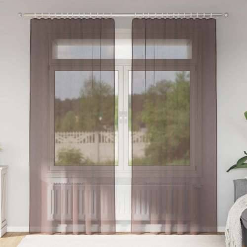 Voile zavjese s gornjim jezičkom 2 kom smeđe - Smeđa 140 x 225 cm 1 s jezičkom na vrhu Cijena