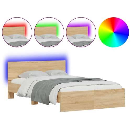 Okvir za krevet s uzglavljem i LED boja hrasta 140x190 cm - sonoma hrast 140 x 190 cm Cijena