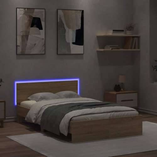 Okvir za krevet s uzglavljem i LED boja hrasta 140x190 cm - sonoma hrast 140 x 190 cm Cijena