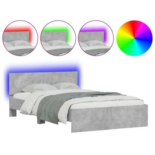 Okvir kreveta s uzglavljem LED siva boja betona 135 x 190 cm - Beton siva 135 x 190 cm Cijena