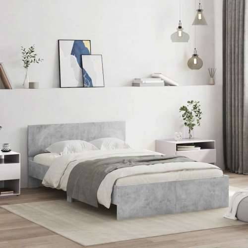 Okvir kreveta s uzglavljem LED siva boja betona 135 x 190 cm - Beton siva 135 x 190 cm Cijena