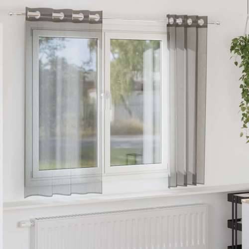 Voile zavjese s ušicama 2 kom tamnosive 140x175 cm - Tamno siva 140 x 175 cm 1 s ušicama Cijena