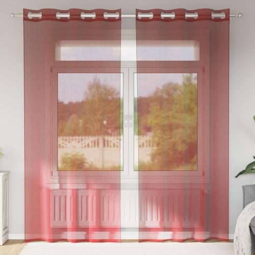 Voile zavjese s ušicama 2 kom crvena boja vina - boja crnog vina 140 x 225 cm 1 s ušicama Cijena