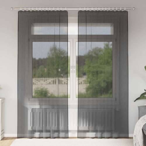Voile zavjese s džepovima za šipke 2 kom crne - Crna 140 x 245 cm 1 s džepovima za šipke Cijena