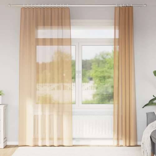 Voile zavjese s džepovima za šipke 2 kom boja pijeska - Pijesak 140 x 225 cm 1 s džepovima za šipke Cijena