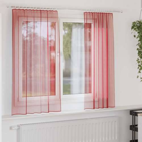 Voile zavjese s džepovima za šipke 2 kom crvena boja vina - boja crnog vina 140 x 175 cm 1 s džepovima za šipke Cijena