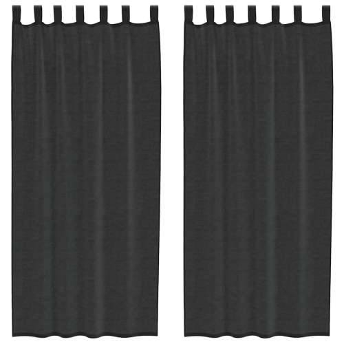 Voile zavjese s gornjim jezičkom 2 kom crne - Crna 140 x 225 cm 1 s jezičkom na vrhu Cijena
