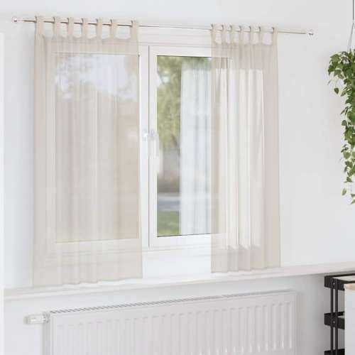 Voile zavjese s gornjim jezičcima 2 kom krem - Krema 140 x 140 cm 1 s jezičkom na vrhu Cijena