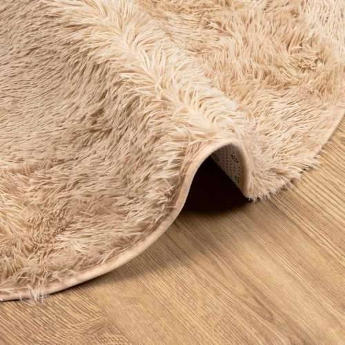 Čupavi tepih s visokim vlaknima NAVARRA bež 120x120cm poliester - Bež 120 x 120 cm Okruglo Cijena