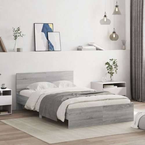 Okvir kreveta s uzglavljem LED siva boja hrasta 140x200 cm - Sivi hrast sonoma 140 x 200 cm Cijena