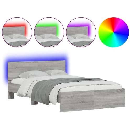 Okvir kreveta s uzglavljem LED siva boja hrasta 120x200 cm - Sivi hrast sonoma 120 x 200 cm Cijena