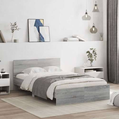 Okvir kreveta s uzglavljem LED siva boja hrasta 120x200 cm - Sivi hrast sonoma 120 x 200 cm Cijena