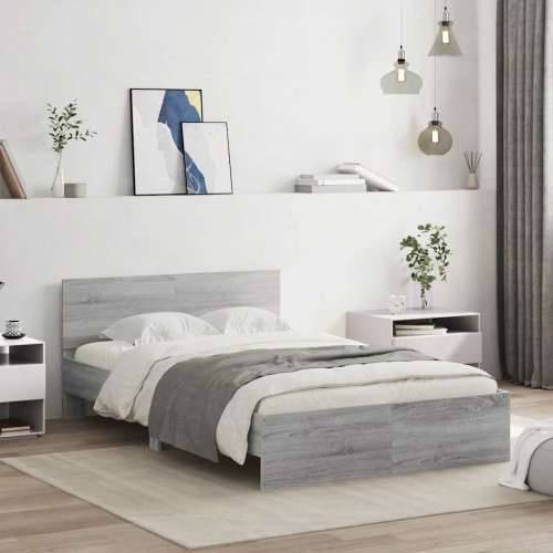 Okvir kreveta s uzglavljem LED siva boja hrasta 140 x 190 cm - Sivi hrast sonoma 140 x 190 cm Cijena