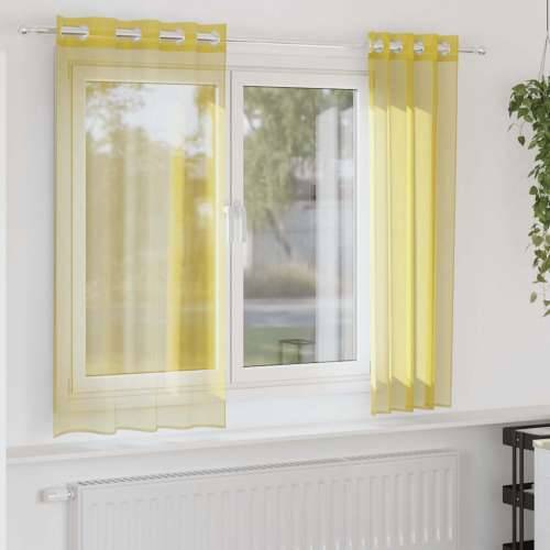 Voile zavjese s ušicama 2 kom žute - Žuta 140 x 175 cm 1 s ušicama Cijena
