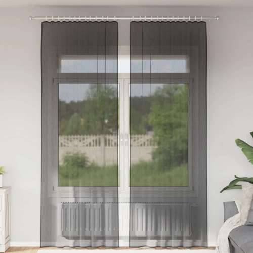 Voile zavjese s džepovima za šipke 2 kom crne - Crna 140 x 260 cm 1 s džepovima za šipke Cijena