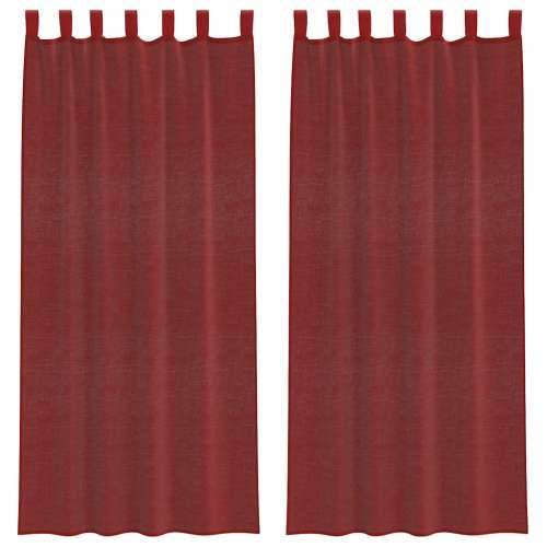 Voile zavjese s džepovima za šipke 2 kom crvena boja vina - boja crnog vina 140 x 225 cm 1 s džepovima za šipke Cijena