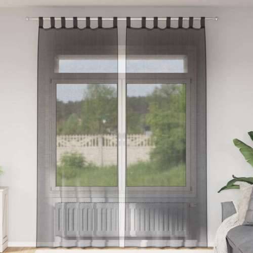 Voile zavjese s gornjim jezičkom 2 kom crne - Crna 140 x 260 cm 1 s jezičkom na vrhu Cijena