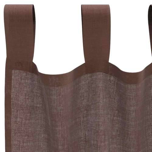 Voile zavjese s gornjim jezičkom 2 kom smeđe - Smeđa 140 x 175 cm 1 s jezičkom na vrhu Cijena