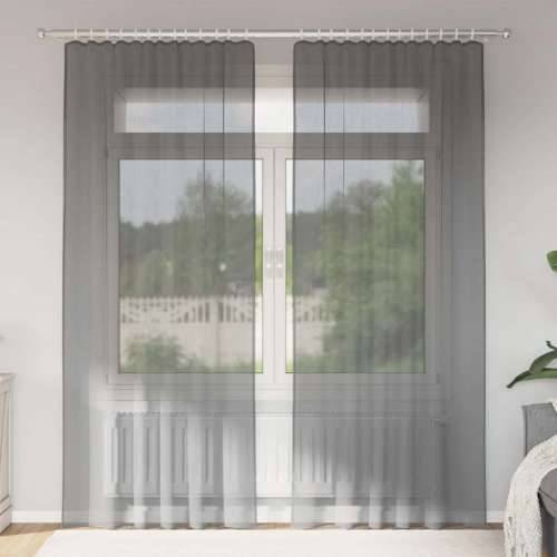 Voile zavjese s petljama 2 kom tamnosive 140x245 cm - Tamno siva 140 x 245 cm 1 s petljama Cijena