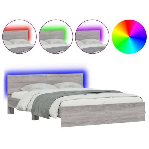 Okvir kreveta s uzglavljem LED siva boja hrasta 150x200 cm - Sivi hrast sonoma 150 x 200 cm Cijena