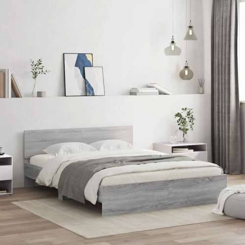 Okvir kreveta s uzglavljem LED siva boja hrasta 150x200 cm - Sivi hrast sonoma 150 x 200 cm Cijena
