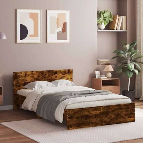 Okvir za krevet s uzglavljem i LED boja hrasta 140x200 cm - Dimljeni hrast 140 x 200 cm Cijena