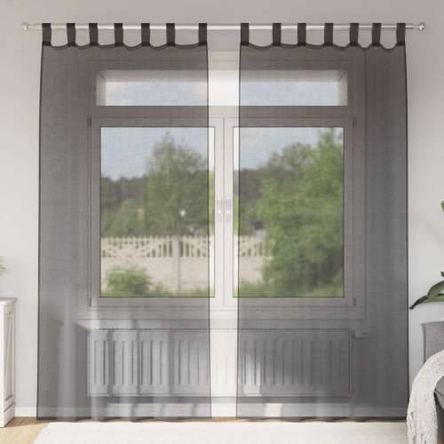 Voile zavjese s džepovima za šipke 2 kom crne - Crna 140 x 225 cm 1 s džepovima za šipke Cijena