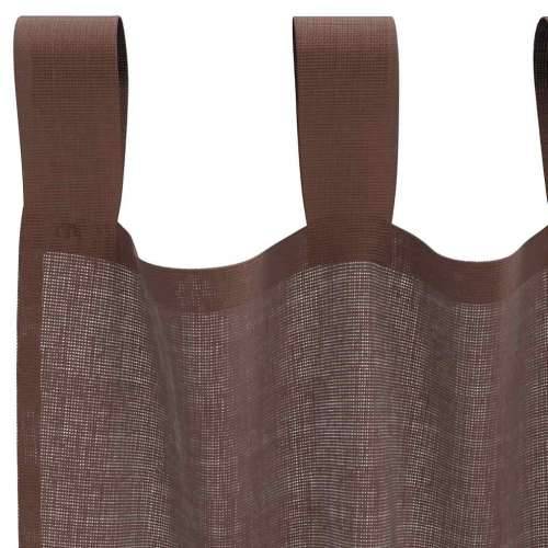 Voile zavjese s džepovima za šipke 2 kom smeđe - Smeđa 140 x 260 cm 1 s džepovima za šipke Cijena