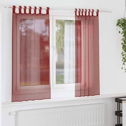 Voile zavjese s džepovima za šipke 2 kom crvena boja vina - boja crnog vina 140 x 140 cm 1 s džepovima za šipke Cijena