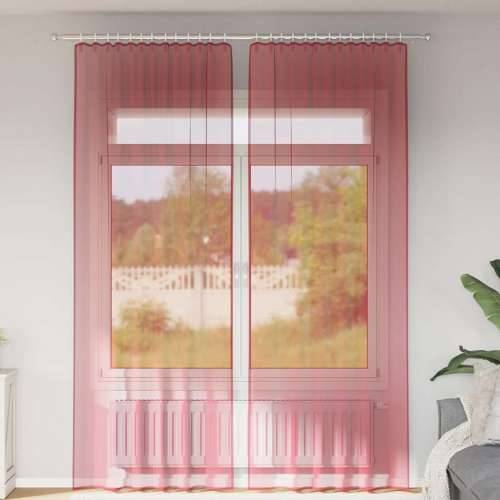 Voile zavjese s džepovima za šipke 2 kom crvena boja vina - boja crnog vina 140 x 260 cm 1 s džepovima za šipke Cijena