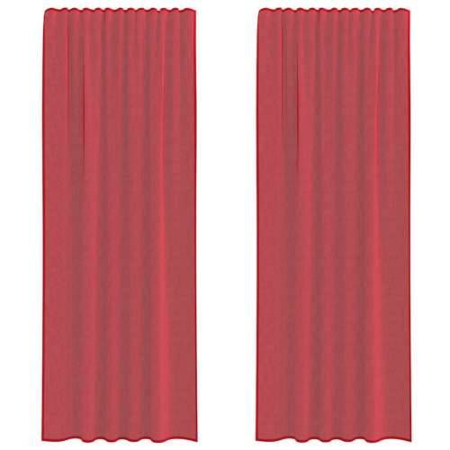 Voile zavjese s džepovima za šipke 2 kom crvena boja vina - boja crnog vina 140 x 260 cm 1 s džepovima za šipke Cijena