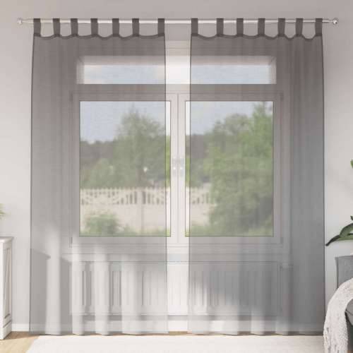 Voile zavjese s petljama 2 kom tamnosive 140x225 cm - Tamno siva 140 x 225 cm 1 s petljama Cijena