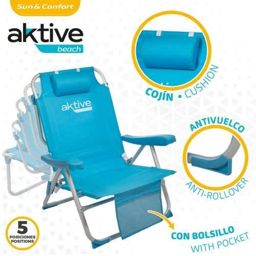 Sklopiva Stolica s Naslonom za Glavu Aktive 49 x 80 x 58 cm Plava (2 kom.) Cijena