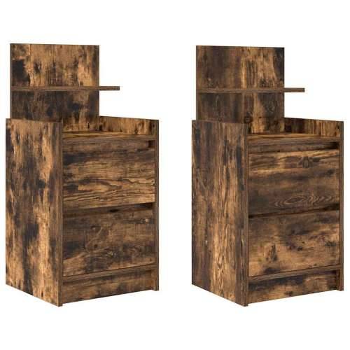 Noćni ormarići s 2 ladice 2 kom dimljeni hrast 38x34x80 cm - Dimljeni hrast 2 Cijena