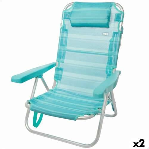 Stolica za za plažu Aktive Sklopiv Turkizno 48 x 84 x 46 cm (2 kom.) Cijena