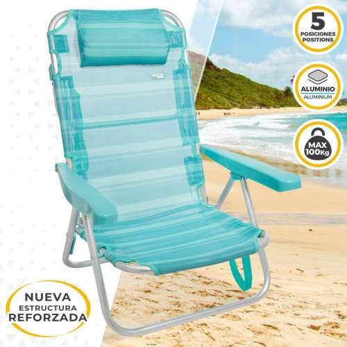 Stolica za za plažu Aktive Sklopiv Turkizno 48 x 84 x 46 cm (2 kom.) Cijena
