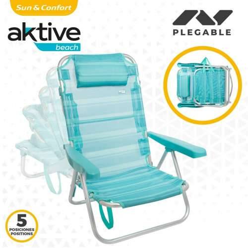 Stolica za za plažu Aktive Sklopiv Turkizno 48 x 84 x 46 cm (2 kom.) Cijena