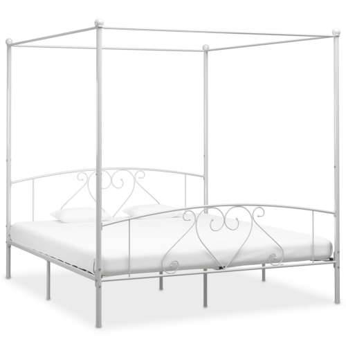 Okvir za krevet s nadstrešnicom bijeli metalni 200 x 200 cm Cijena